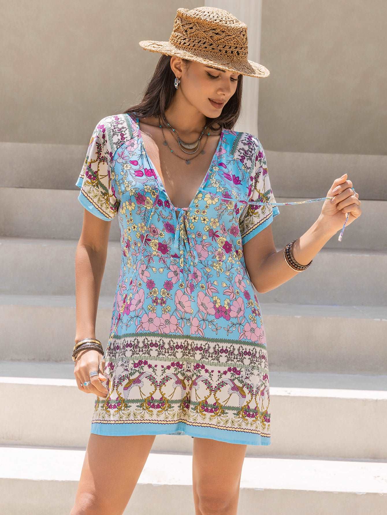 7 Style Casual Easy Fit Boho Floral Jumpsuit Printed Romper