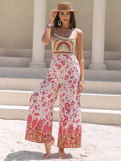 Beautiful Pink Floral Sleeveless/Backless Summer Jumpsuit