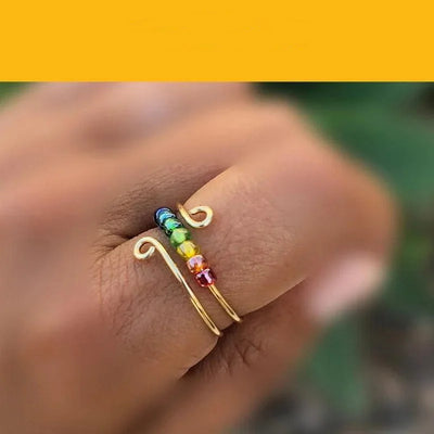 Bohemian Rainbow Beads Anti-Anxiety Rotating Ring