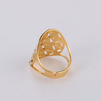 Vintage Flower of Life Boho Style Ring - Unique Adjustable Stainless Steel