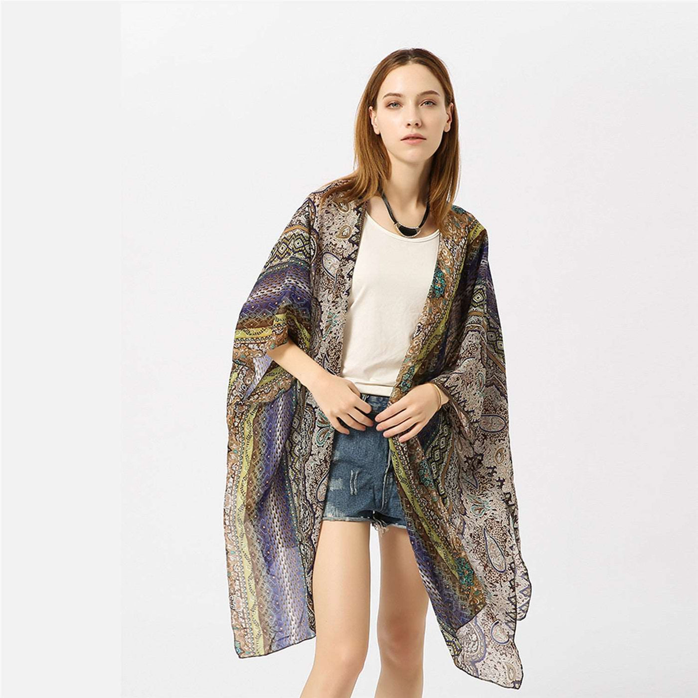 Spring/Summer Paisley Pattern Kimono Cardigan Sun Protection Sun Shade Blouse