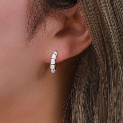 Personality Trend Earrings Jewelry Women Stainless Steel Plated 18K Colorful Wheel C Shaped Ear Studs