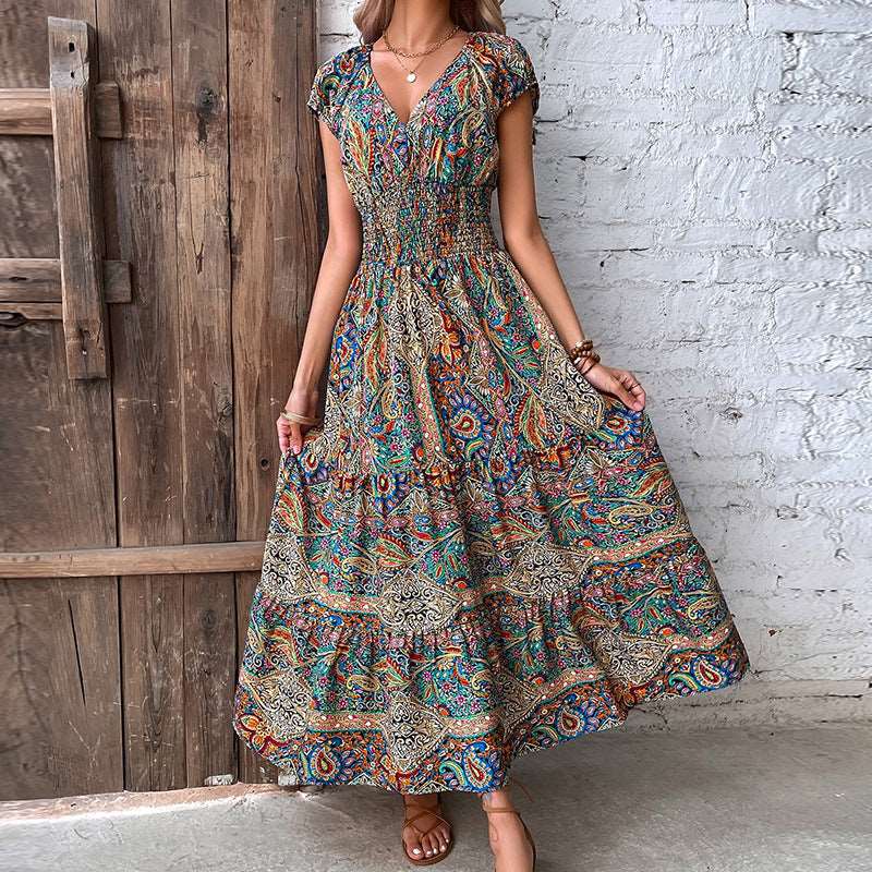 The Urban Boho Colorful Maxi Dress High Waist - Most Popular