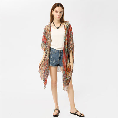 Spring/Summer Paisley Pattern Kimono Cardigan Sun Protection Sun Shade Blouse