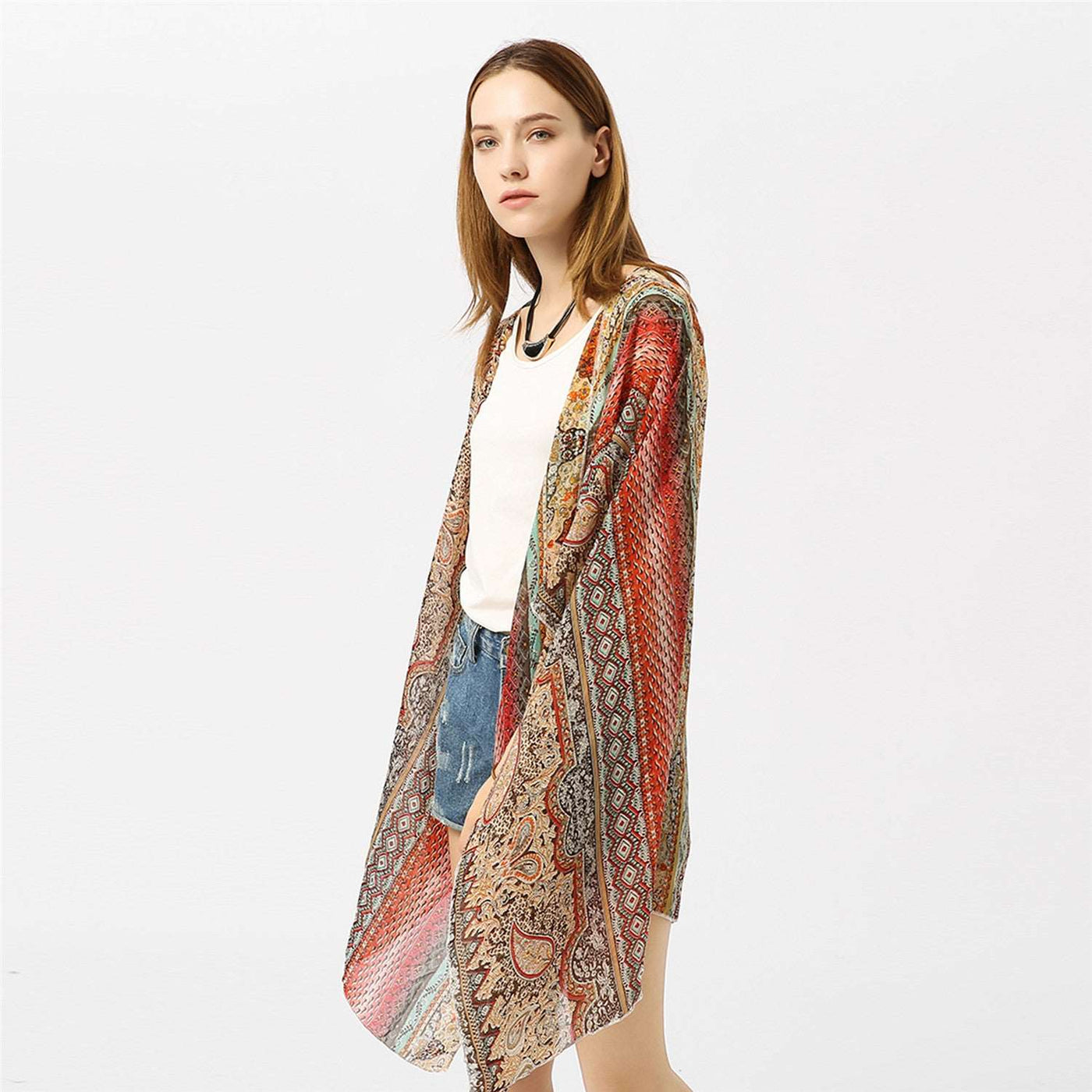 Spring/Summer Paisley Pattern Kimono Cardigan Sun Protection Sun Shade Blouse