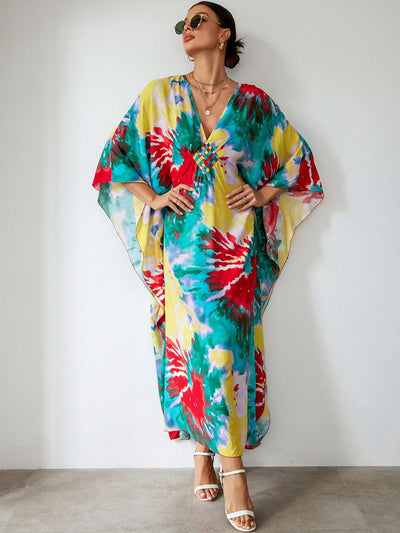 Beautiful Loose Casual Fit Elegant Print Black/White, Multicolor Robe - Beach Jacket Maxi Dress Bikini Cover