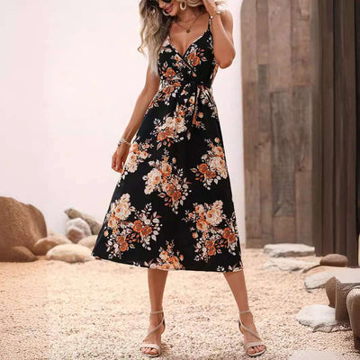 Spring/Summer Boho Floral Print Strap Dress