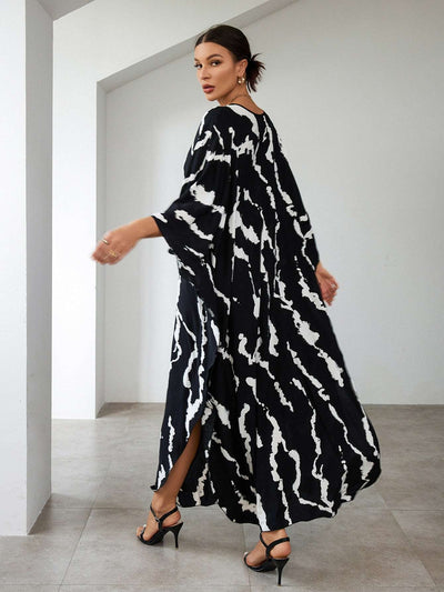 Beautiful Loose Casual Fit Elegant Print Black/White, Multicolor Robe - Beach Jacket Maxi Dress Bikini Cover