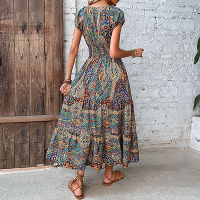 The Urban Boho Colorful Maxi Dress High Waist - Most Popular