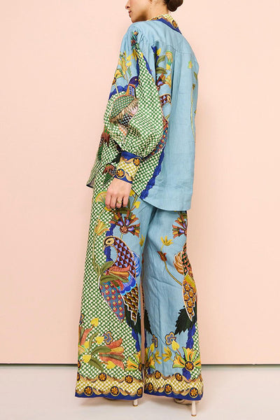 Jumpsuit boho style, bohemian fashion, boho outfits Peacock Printed Sexy-cool Two Piece Suit for Women