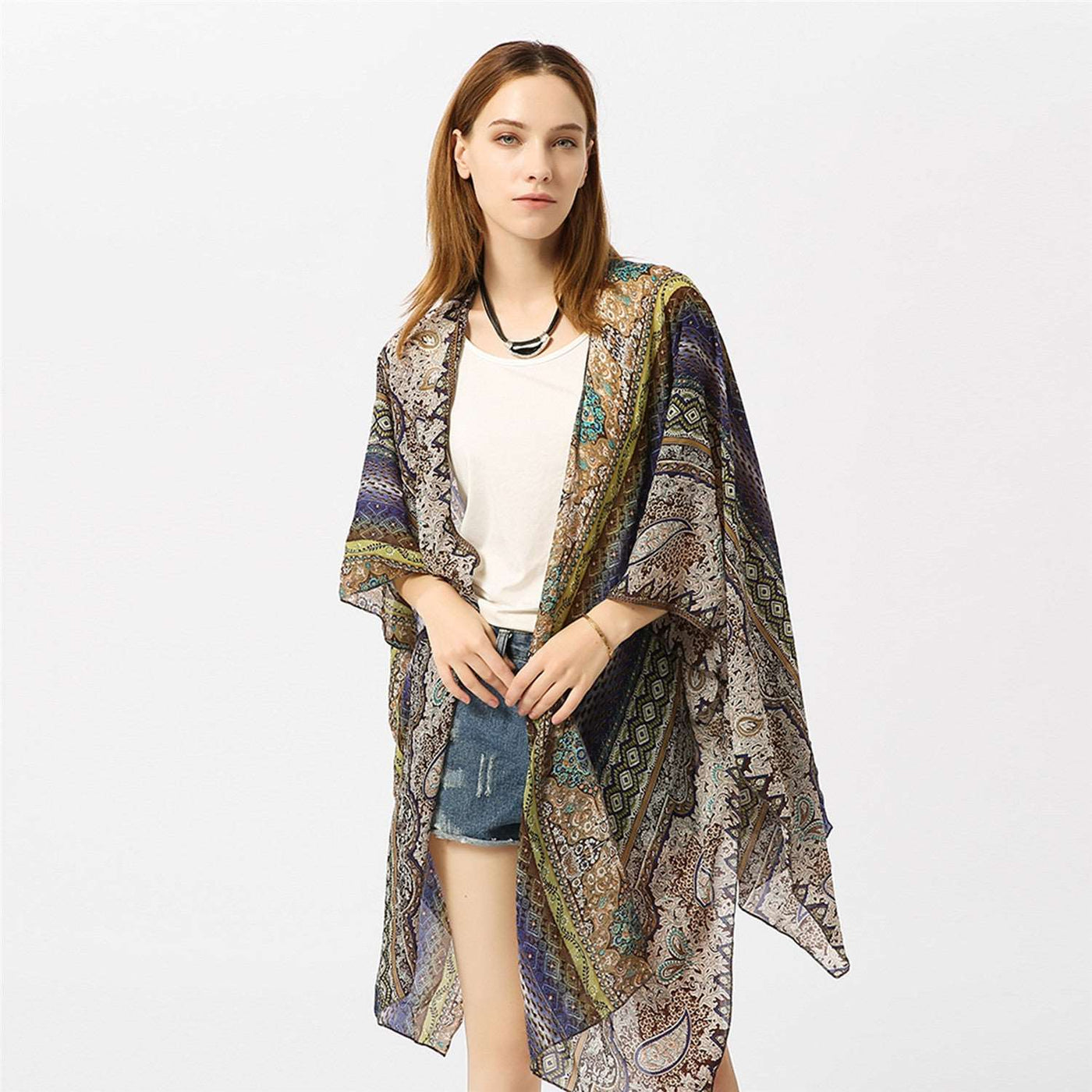 Spring/Summer Paisley Pattern Kimono Cardigan Sun Protection Sun Shade Blouse