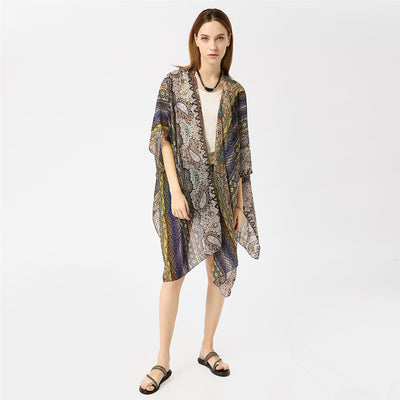 Spring/Summer Paisley Pattern Kimono Cardigan Sun Protection Sun Shade Blouse