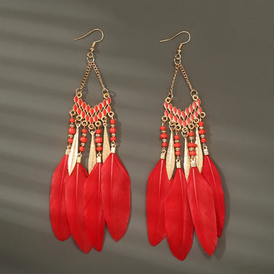 Urban Boho Long Feather Dangle Handmade Earrings 30+ Styles 1000+ Sold BEST SELLER