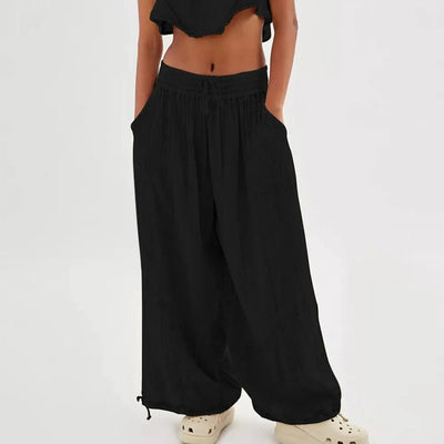 The Urban Boho Harem Pant - Summer Casual Vintage Cotton Linen Pants Elastic Waist