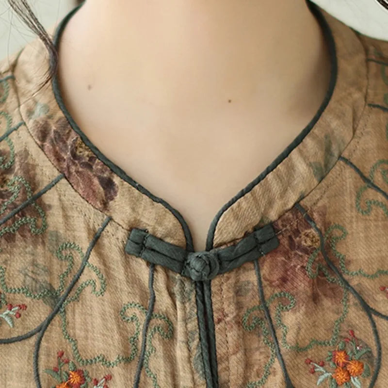 Casual Asian Style Vintage Floral Embroidery Loose Top [New Arrival]