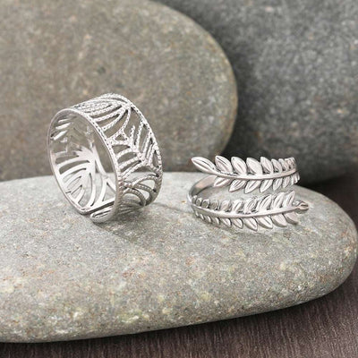 Bohemian Style Vintage Plant Leaves Adjustable Open Ring For Women Jewelry Non-fading