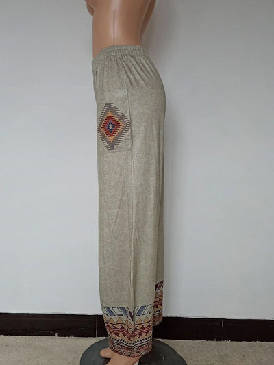 Japan Style Boho Wide Leg Women's Harem Pant - Casual Vintage Ethnic Style With Pocket