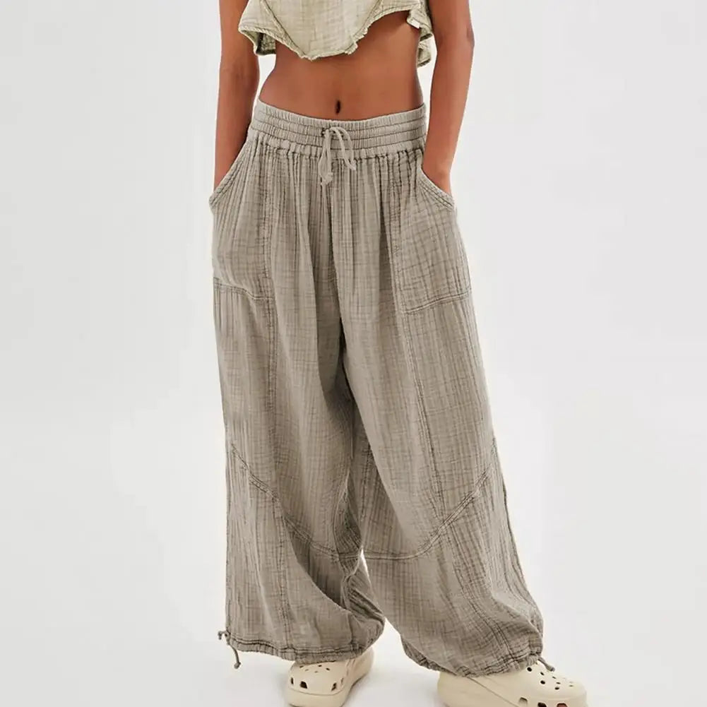 The Urban Boho Harem Pant - Summer Casual Vintage Cotton Linen Pants Elastic Waist