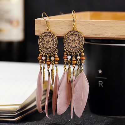 Urban Boho Long Feather Dangle Handmade Earrings 30+ Styles 1000+ Sold BEST SELLER