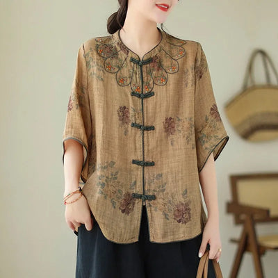 Casual Asian Style Vintage Floral Embroidery Loose Top [New Arrival]