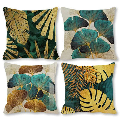 Modern Chic Boho Gold Leaf Pillowcase Cushion Covers