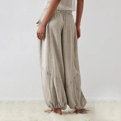 The Urban Boho Harem Pant - Summer Casual Vintage Cotton Linen Pants Elastic Waist