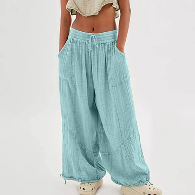 The Urban Boho Harem Pant - Summer Casual Vintage Cotton Linen Pants Elastic Waist