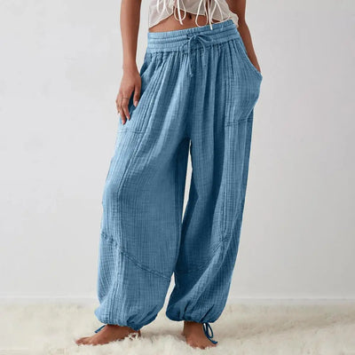 The Urban Boho Harem Pant - Summer Casual Vintage Cotton Linen Pants Elastic Waist