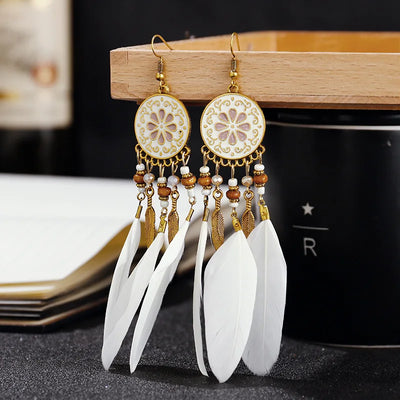 Urban Boho Long Feather Dangle Handmade Earrings 30+ Styles 1000+ Sold BEST SELLER