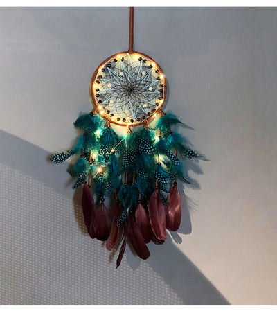 Vintage Handmade Light Up Feather Dream Catcher/Wind Chime