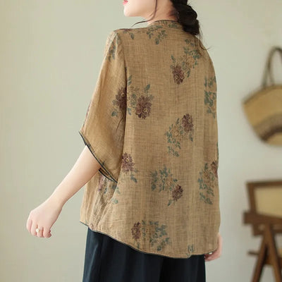 Casual Asian Style Vintage Floral Embroidery Loose Top [New Arrival]