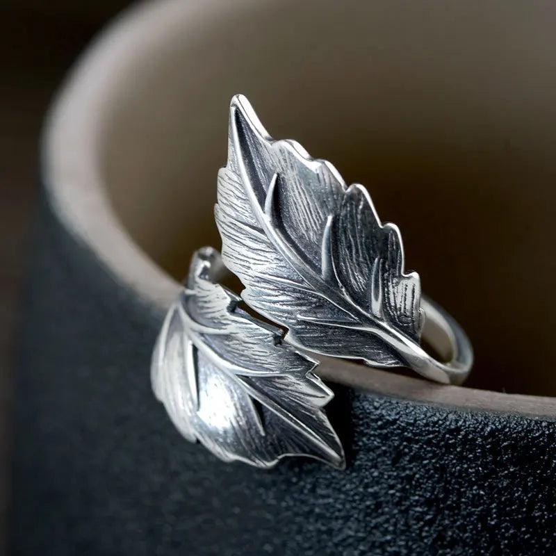 Vintage Style Creative Leaf Ring - Adjustable