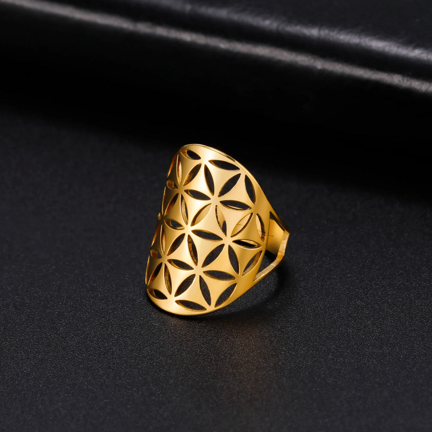 Vintage Flower of Life Boho Style Ring - Unique Adjustable Stainless Steel