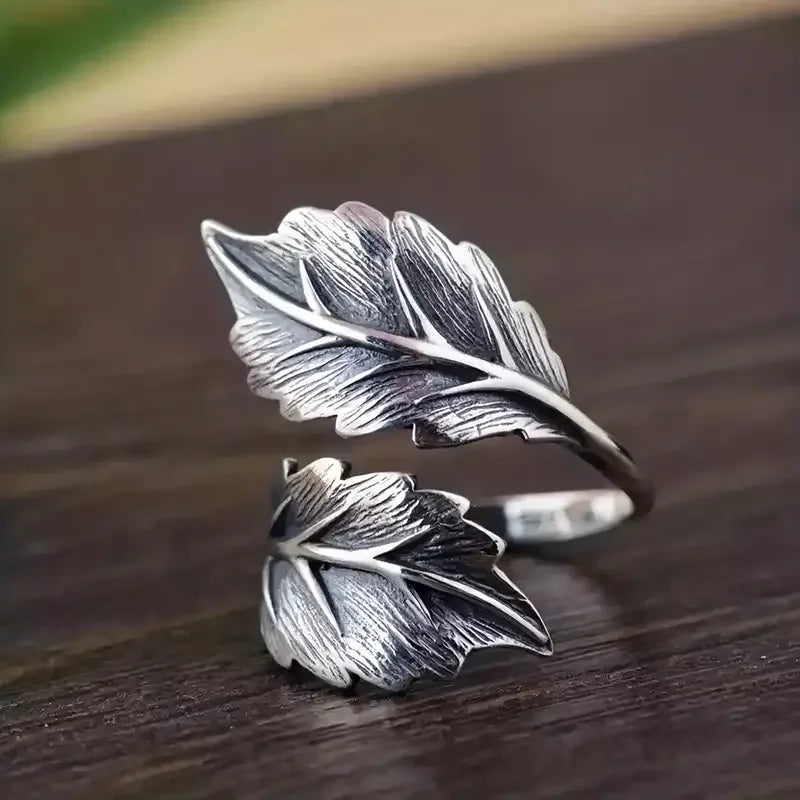 Vintage Style Creative Leaf Ring - Adjustable