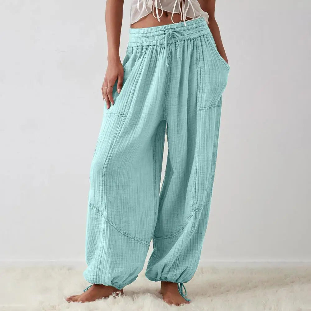 The Urban Boho Harem Pant - Summer Casual Vintage Cotton Linen Pants Elastic Waist